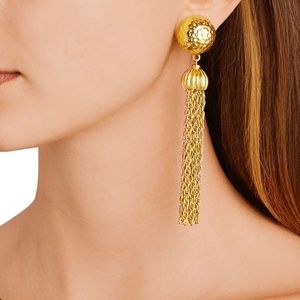 BEN-AMUN NEW Gold-plated Tassel Chain Vintage Clip Earrings Gold